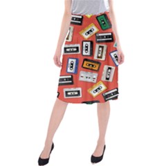 Vintage Retro Cassette Tape Pattern Design Template Midi Beach Skirt