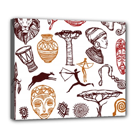 Africa Doodle Set Deluxe Canvas 24  X 20  (stretched) by Wegoenart