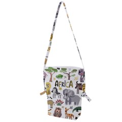 Cartoon African Animals Folding Shoulder Bag by Wegoenart