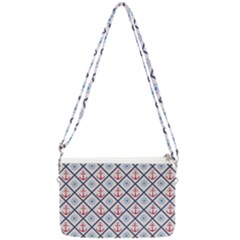 Seamless Pattern With Cross Lines Steering Wheel Anchor Double Gusset Crossbody Bag