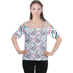 Abstract Colorful Pattern Background Cutout Shoulder Tee