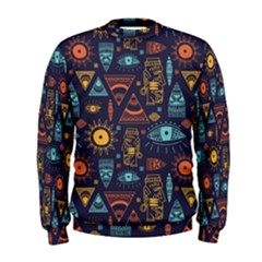 Trendy African Maya Seamless Pattern With Doodle Hand Drawn Ancient Objects Men s Sweatshirt