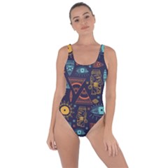 Trendy African Maya Seamless Pattern With Doodle Hand Drawn Ancient Objects Bring Sexy Back Swimsuit by Wegoenart