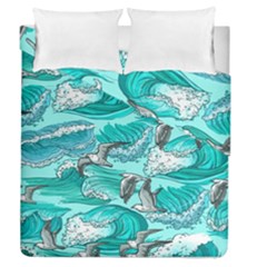 Sea Waves Seamless Pattern Duvet Cover Double Side (queen Size) by Wegoenart