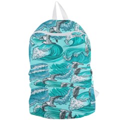 Sea Waves Seamless Pattern Foldable Lightweight Backpack by Wegoenart