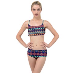 Pattern Tribal Style Layered Top Bikini Set