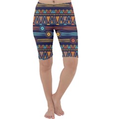 Bohemian Ethnic Seamless Pattern With Tribal Stripes Cropped Leggings 