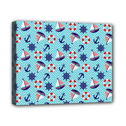 Seamless Pattern Nautical Theme Canvas 10  x 8  (Stretched)