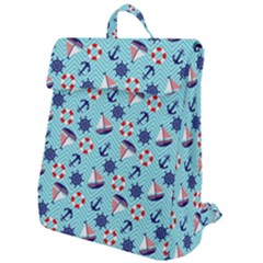 Seamless Pattern Nautical Theme Flap Top Backpack by Wegoenart