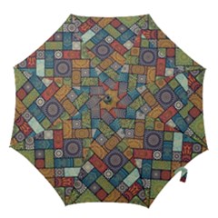 Diagonal Floral Tiles Pattern Hook Handle Umbrellas (small) by Wegoenart