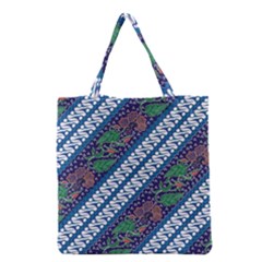 Indonesian Combination Batik With Dominant Blue Color Grocery Tote Bag by Wegoenart