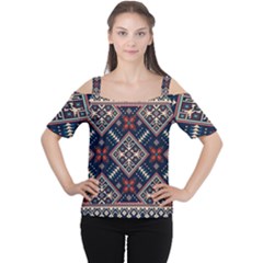 Ukrainian Folk Seamless Pattern Ornament Cutout Shoulder Tee