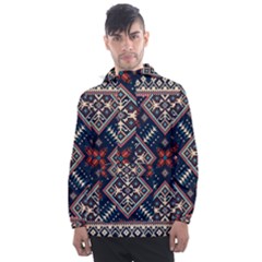 Ukrainian Folk Seamless Pattern Ornament Men s Front Pocket Pullover Windbreaker