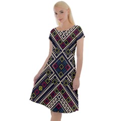 Zentangle Style Geometric Ornament Pattern Classic Short Sleeve Dress