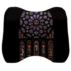 Chartres Cathedral Notre Dame De Paris Amiens Cath Stained Glass Velour Head Support Cushion by Wegoenart