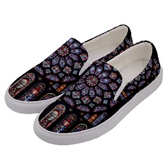 Chartres Cathedral Notre Dame De Paris Amiens Cath Stained Glass Men s Canvas Slip Ons by Wegoenart