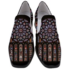 Chartres Cathedral Notre Dame De Paris Amiens Cath Stained Glass Women Slip On Heel Loafers by Wegoenart