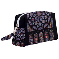 Chartres Cathedral Notre Dame De Paris Amiens Cath Stained Glass Wristlet Pouch Bag (large) by Wegoenart