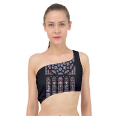 Chartres Cathedral Notre Dame De Paris Amiens Cath Stained Glass Spliced Up Bikini Top  by Wegoenart