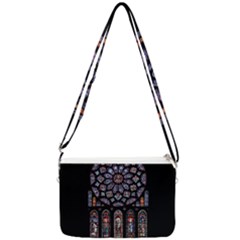 Chartres Cathedral Notre Dame De Paris Amiens Cath Stained Glass Double Gusset Crossbody Bag by Wegoenart