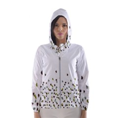 Multicolor Leaves Motif Pattern Print Women s Hooded Windbreaker by dflcprintsclothing