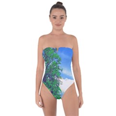 The Deep Blue Sky Tie Back One Piece Swimsuit by Fractalsandkaleidoscopes