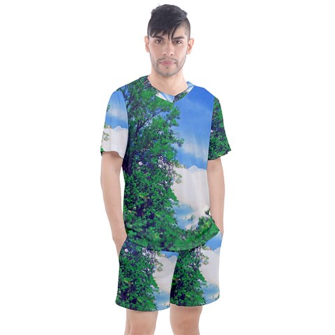 The Deep Blue Sky Men s Mesh Tee And Shorts Set by Fractalsandkaleidoscopes