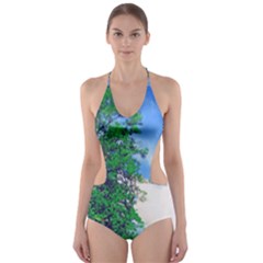 The Deep Blue Sky Cut-out One Piece Swimsuit by Fractalsandkaleidoscopes