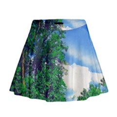 The Deep Blue Sky Mini Flare Skirt by Fractalsandkaleidoscopes