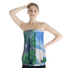 The Deep Blue Sky Strapless Top by Fractalsandkaleidoscopes