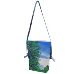 The Deep Blue Sky Folding Shoulder Bag by Fractalsandkaleidoscopes