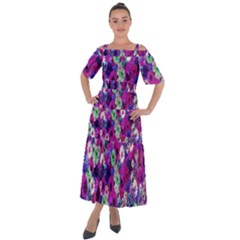 Fantasy Garden Purple Shoulder Straps Boho Maxi Dress  by retrotoomoderndesigns