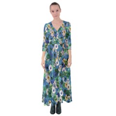 Fantasy Garden Blue Button Up Maxi Dress by retrotoomoderndesigns