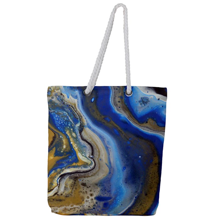 Peinture Acrylique Bleu Full Print Rope Handle Tote (Large)