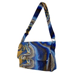 Peinture Acrylique Bleu Full Print Messenger Bag (m) by kcreatif