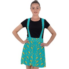 Sakura In Yellow And Colors From The Sea Velvet Suspender Skater Skirt