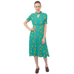 Sakura In Yellow And Colors From The Sea Keyhole Neckline Chiffon Dress by pepitasart