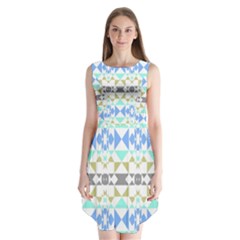 Multicolored Geometric Pattern Sleeveless Chiffon Dress   by dflcprintsclothing