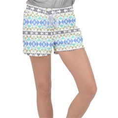 Multicolored Geometric Pattern Velour Lounge Shorts by dflcprintsclothing