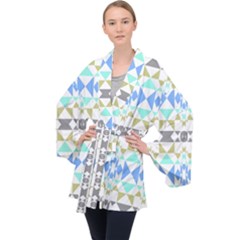 Multicolored Geometric Pattern Long Sleeve Velvet Kimono  by dflcprintsclothing
