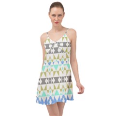 Multicolored Geometric Pattern Summer Time Chiffon Dress by dflcprintsclothing