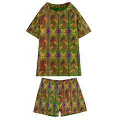 Sakura Blossoms Popart Kids  Swim Tee And Shorts Set by pepitasart