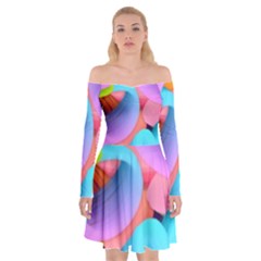 3d Color Swings Off Shoulder Skater Dress by Sparkle