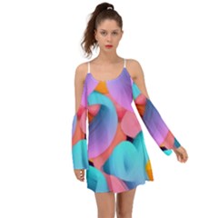 3d Color Swings Kimono Sleeves Boho Dress by Sparkle