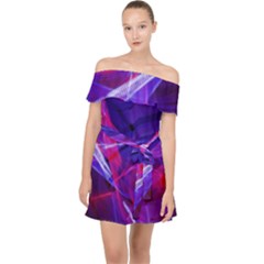 Fractal Flash Off Shoulder Chiffon Dress by Sparkle