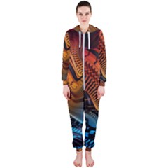 3d Rainbow Choas Hooded Jumpsuit (ladies)  by Sparkle