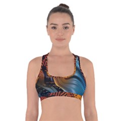 3d Rainbow Choas Cross Back Sports Bra by Sparkle