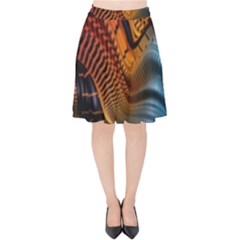 3d Rainbow Choas Velvet High Waist Skirt by Sparkle