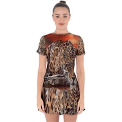 Nature With Tiger Drop Hem Mini Chiffon Dress by Sparkle