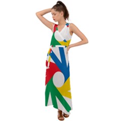 Logo Of Deaflympics V-neck Chiffon Maxi Dress by abbeyz71